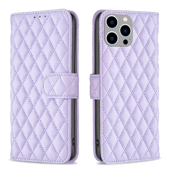 Diamond Lattice Wallet Flip Leather Phone Case