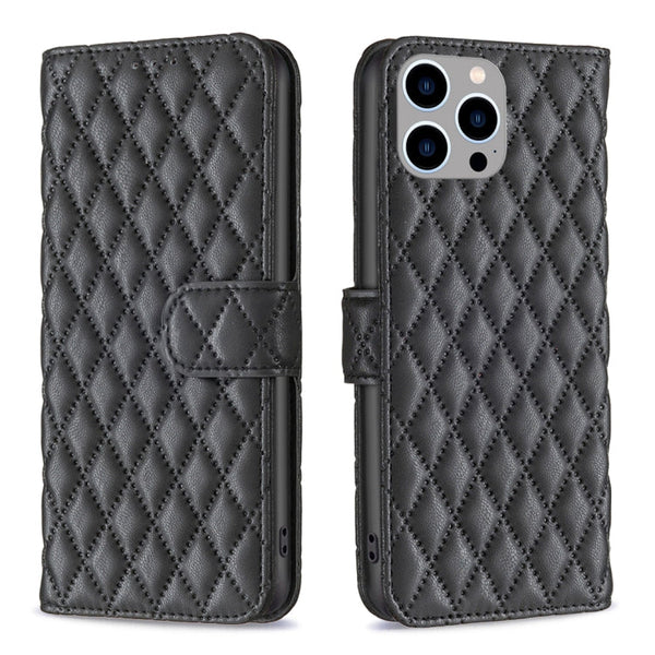 Diamond Lattice Wallet Flip Leather Phone Case