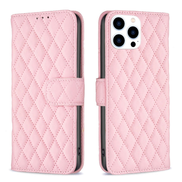 Diamond Lattice Wallet Flip Leather Phone Case