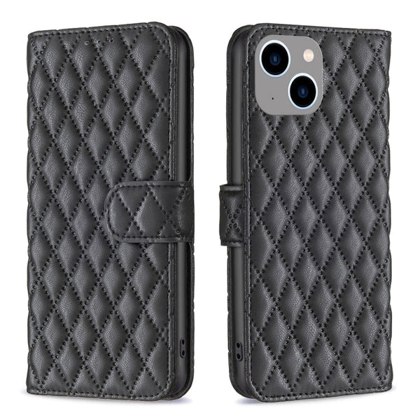 Diamond Lattice Wallet Flip Leather Phone Case