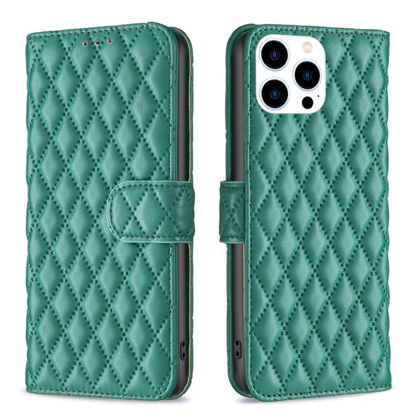 Diamond Lattice Wallet Flip Leather Phone Case