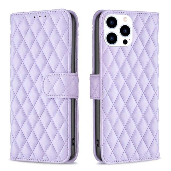 Diamond Lattice Wallet Flip Leather Phone Case