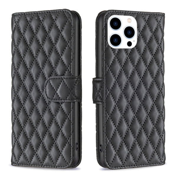 Diamond Lattice Wallet Flip Leather Phone Case