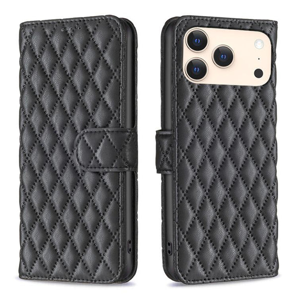 Diamond Lattice Wallet Flip Leather Phone Case