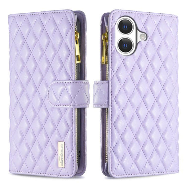 Diamond Lattice Zipper Wallet Leather Flip Phone Case