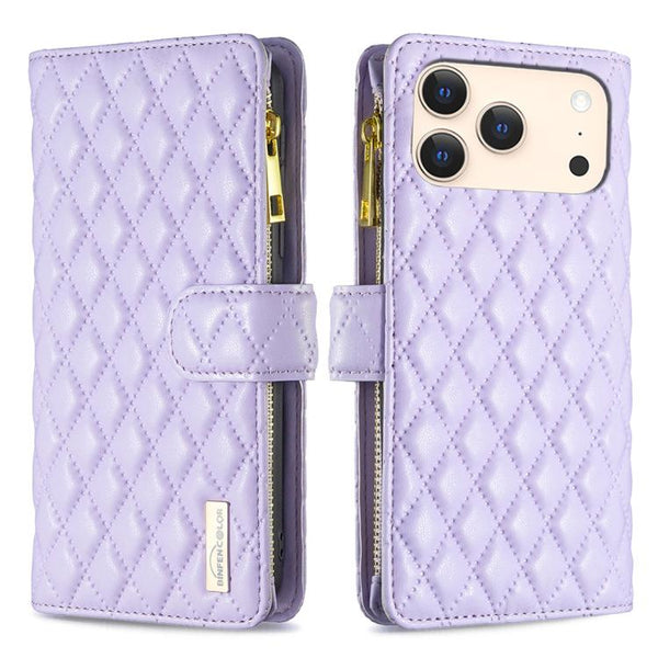 Diamond Lattice Zipper Wallet Leather Flip Phone Case