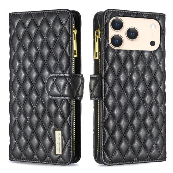 Diamond Lattice Zipper Wallet Leather Flip Phone Case