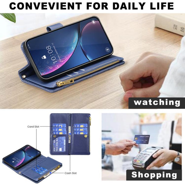 Diamond Lattice Zipper Wallet Leather Flip Phone Case