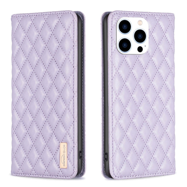 Diamond Lattice Magnetic Leather Flip Phone Case