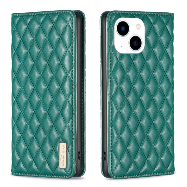Diamond Lattice Magnetic Leather Flip Phone Case
