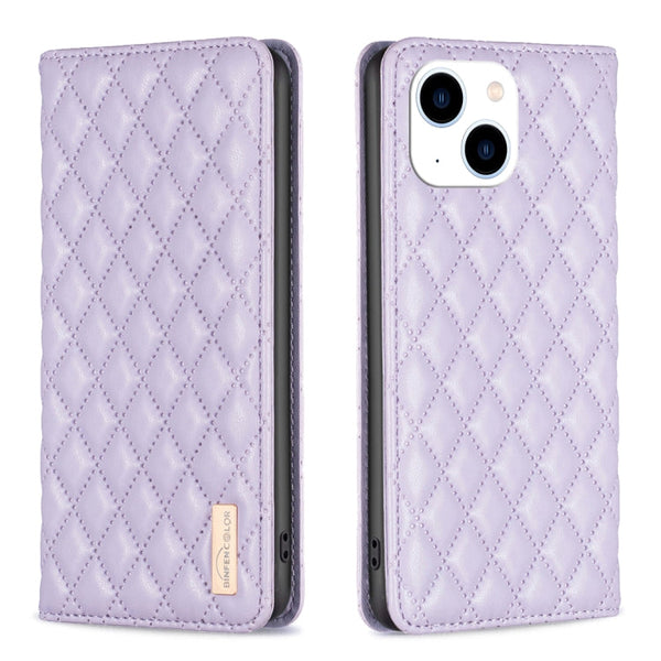 Diamond Lattice Magnetic Leather Flip Phone Case