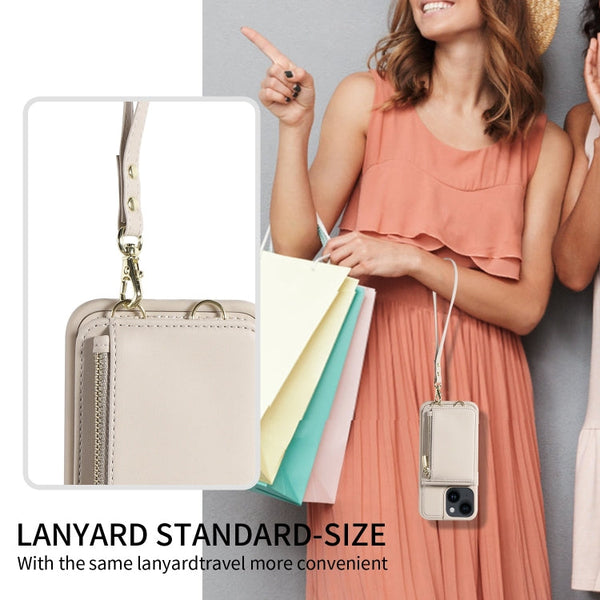 Crossbody Lanyard Zipper Wallet Leather Phone Case