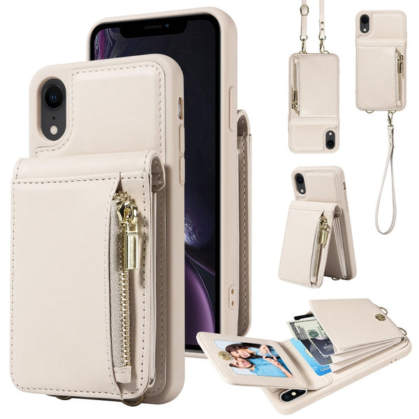 Crossbody Lanyard Zipper Wallet Leather Phone Case