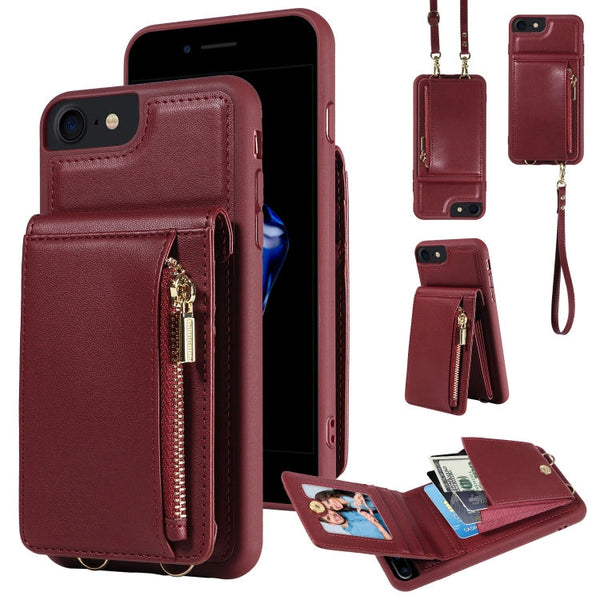 Crossbody Lanyard Zipper Wallet Leather Phone Case