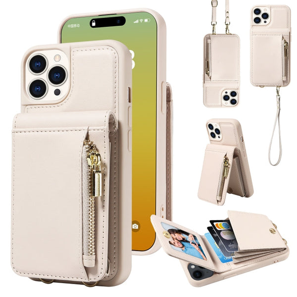 Crossbody Lanyard Zipper Wallet Leather Phone Case