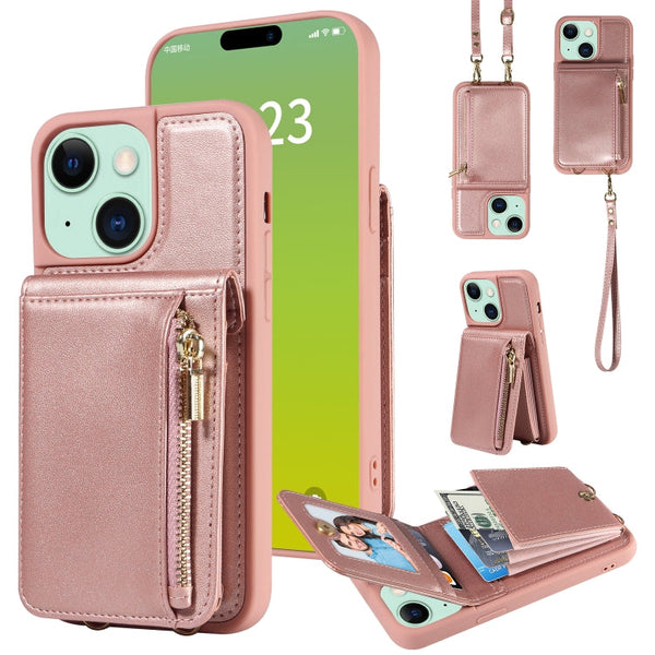 Crossbody Lanyard Zipper Wallet Leather Phone Case