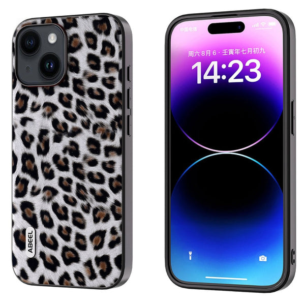 ABEEL Black Edge Leopard Phone Case, For iPhone 15 Pro Max, For iPhone 15 Pro, For iPhone 15 Plus, For iPhone 15, For iPhone 14 Plus, For iPhone 14
