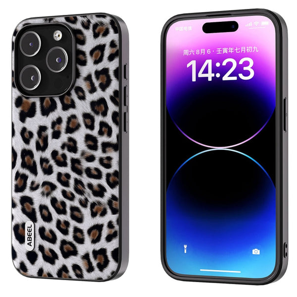 ABEEL Black Edge Leopard Phone Case, For iPhone 14 Pro, For iPhone 14 Pro Max