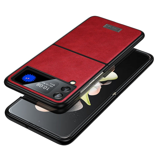 SULADA Shockproof TPU + Handmade Leather Phone Case, For Samsung Galaxy Z Flip6 / Flip7 FE, For Samsung Galaxy Z Flip5, For Samsung Galaxy Z Flip4