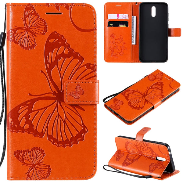 3D Butterflies Embossing Pattern Horizontal Flip Leather Case with Holder & Card Slot & Wallet