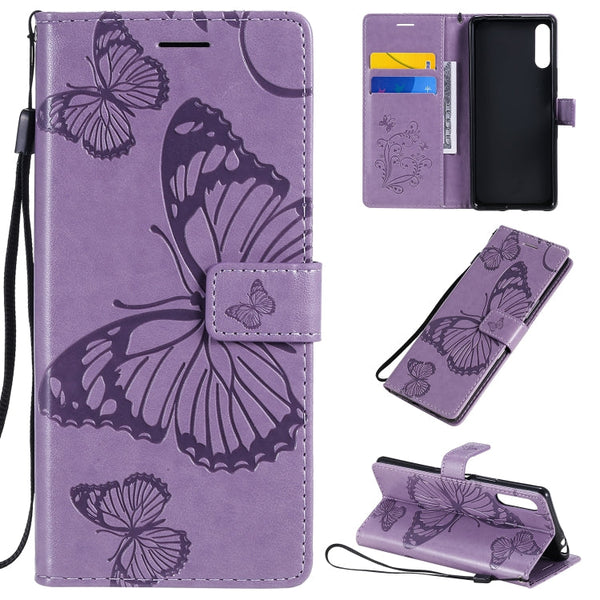 3D Butterflies Embossing Pattern Horizontal Flip Leather Case with Holder & Card Slot & Wallet