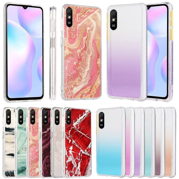 2pcs Gradient Marble Phone Case, For Xiaomi Redmi 9A, For Xiaomi Redmi 9, For Xiaomi Redmi 9C, For Xiaomi Redmi Note 9, For Xiaomi Redmi Note 9S