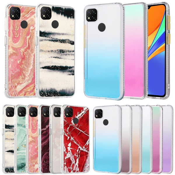 2pcs Gradient Marble Phone Case, For Xiaomi Redmi 9A, For Xiaomi Redmi 9, For Xiaomi Redmi 9C, For Xiaomi Redmi Note 9, For Xiaomi Redmi Note 9S