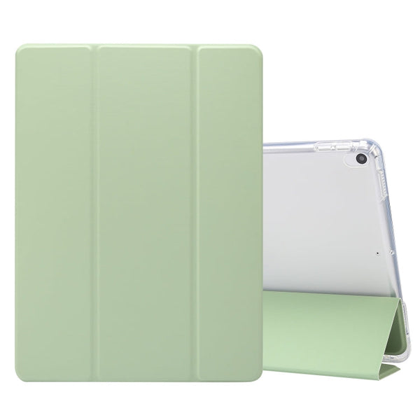 3-folding Electric Pressed Skin Texture Horizontal Flip Shockproof Transparent TPU + PU Leather Case with Holder & Pen Slot & Sleep / Wake-up Function