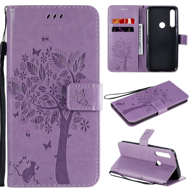 Tree & Cat Embossed Pattern Horizontal Flip Leather Case with Holder & Card Slots & Wallet & Lanyard, For Motorola Moto G Power, For Motorola Moto G8 Power Lite