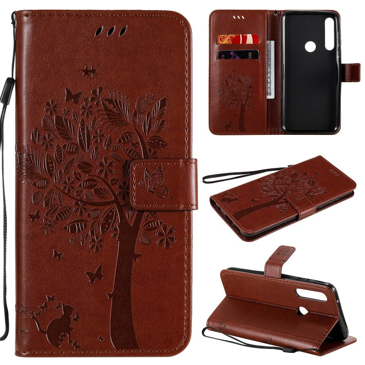 Tree & Cat Embossed Pattern Horizontal Flip Leather Case with Holder & Card Slots & Wallet & Lanyard, For Motorola Moto G Power, For Motorola Moto G8 Power Lite