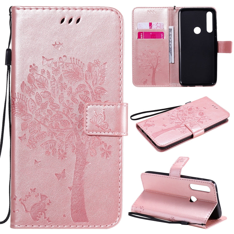 Tree & Cat Embossed Pattern Horizontal Flip Leather Case with Holder & Card Slots & Wallet & Lanyard, For Motorola Moto G Power, For Motorola Moto G8 Power Lite