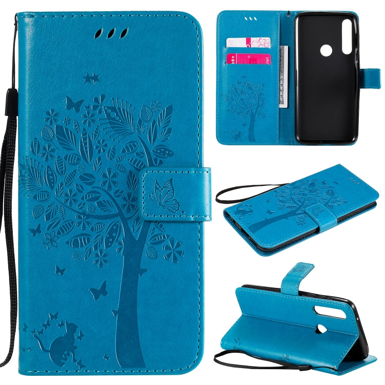 Tree & Cat Embossed Pattern Horizontal Flip Leather Case with Holder & Card Slots & Wallet & Lanyard, For Motorola Moto G Power, For Motorola Moto G8 Power Lite
