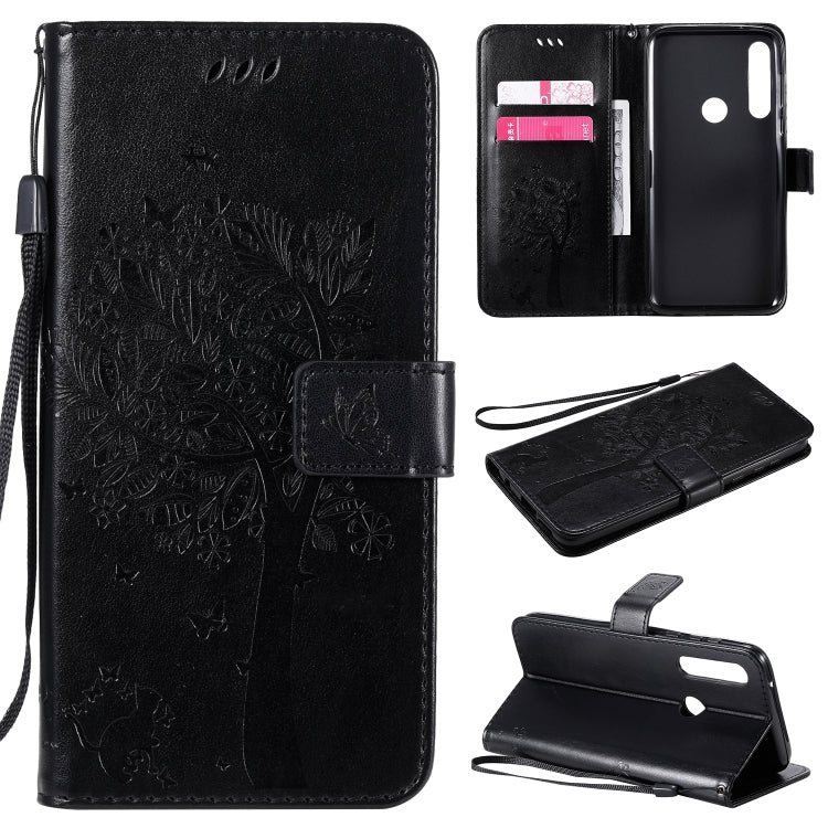 Tree & Cat Embossed Pattern Horizontal Flip Leather Case with Holder & Card Slots & Wallet & Lanyard, For Motorola Moto G Power, For Motorola Moto G8 Power Lite