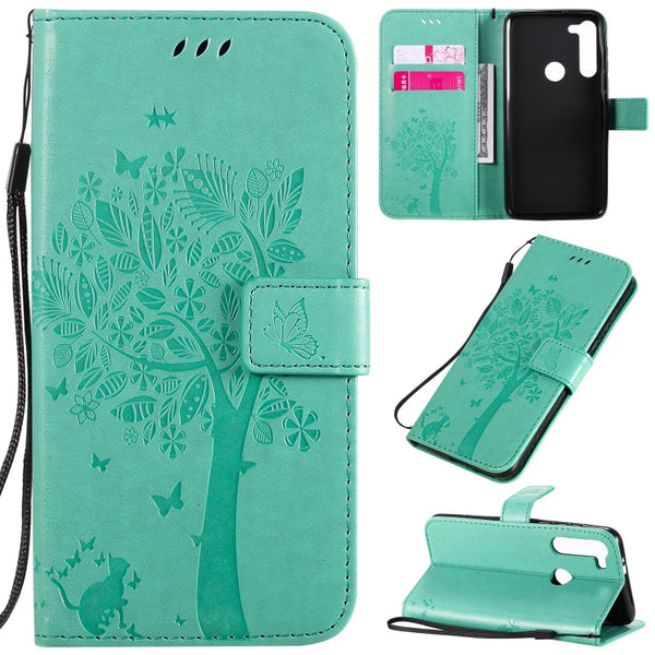 Tree & Cat Embossed Pattern Horizontal Flip Leather Case with Holder & Card Slots & Wallet & Lanyard, For Motorola Moto G8 Power, For OPPO Realme 6