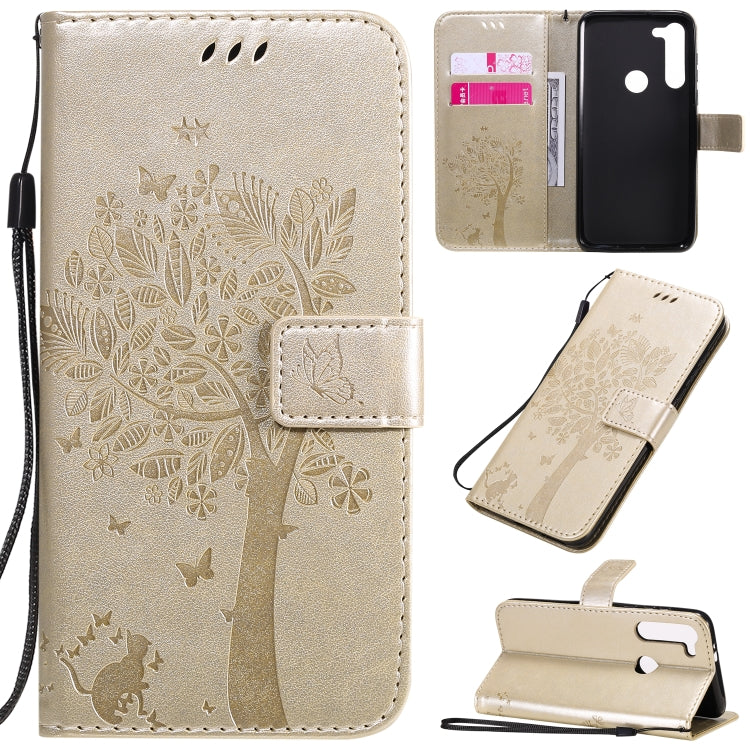 Tree & Cat Embossed Pattern Horizontal Flip Leather Case with Holder & Card Slots & Wallet & Lanyard, For Motorola Moto G8 Power, For OPPO Realme 6