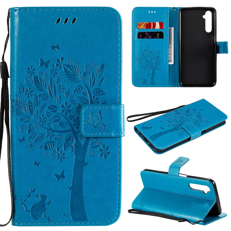 Tree & Cat Embossed Pattern Horizontal Flip Leather Case with Holder & Card Slots & Wallet & Lanyard, For Motorola Moto G8 Power, For OPPO Realme 6
