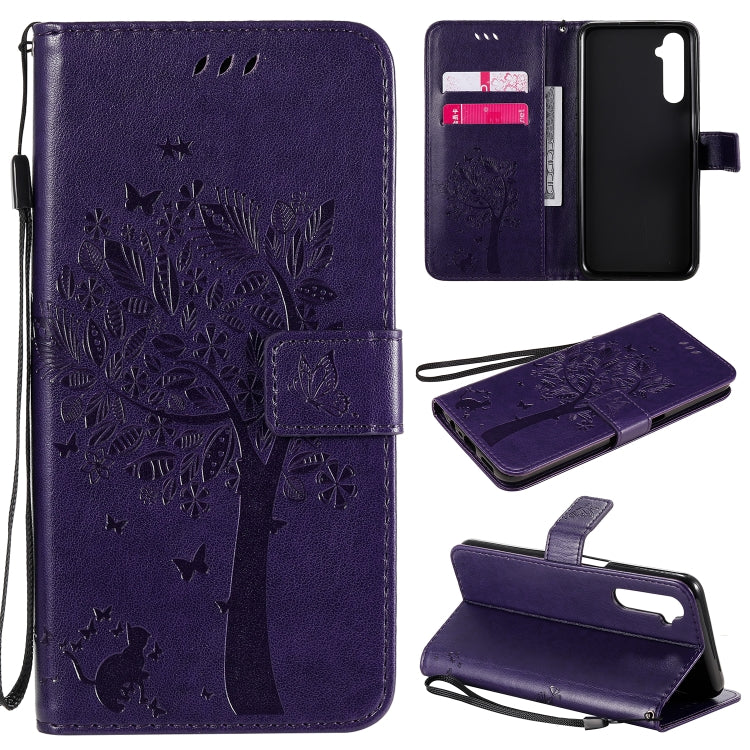 Tree & Cat Embossed Pattern Horizontal Flip Leather Case with Holder & Card Slots & Wallet & Lanyard, For Motorola Moto G8 Power, For OPPO Realme 6