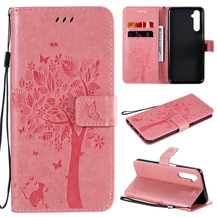 Tree & Cat Embossed Pattern Horizontal Flip Leather Case with Holder & Card Slots & Wallet & Lanyard, For Motorola Moto G8 Power, For OPPO Realme 6