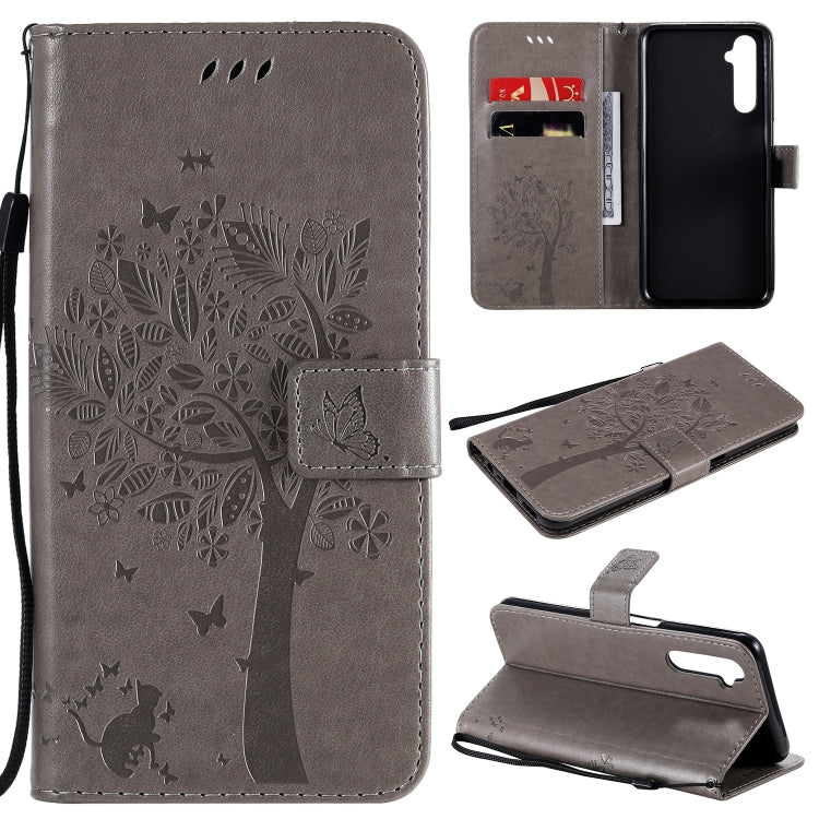Tree & Cat Embossed Pattern Horizontal Flip Leather Case with Holder & Card Slots & Wallet & Lanyard, For Motorola Moto G8 Power, For OPPO Realme 6