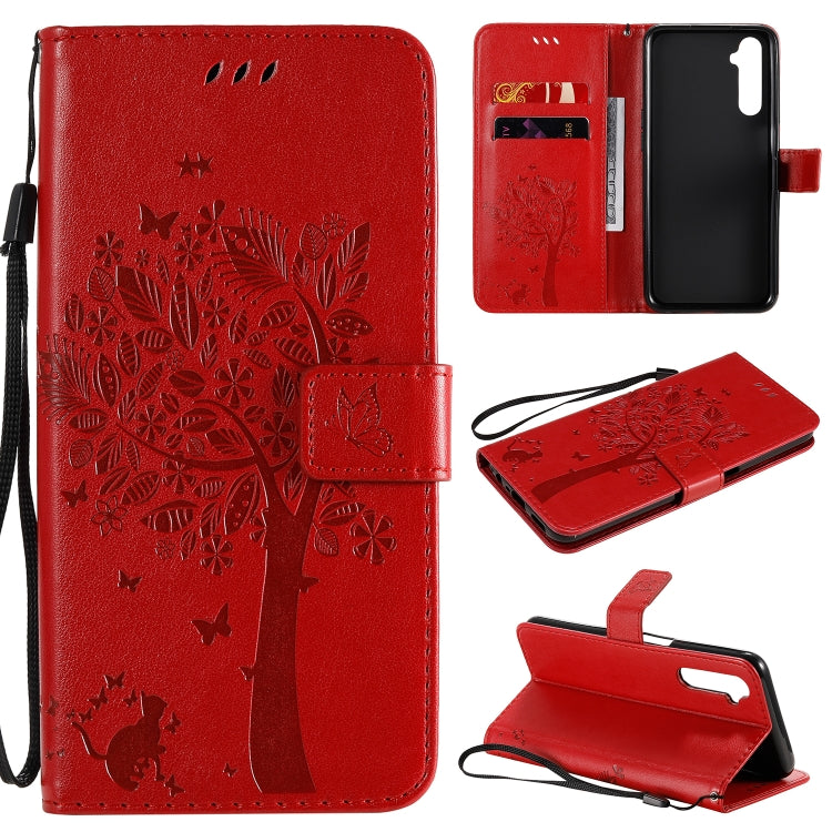 Tree & Cat Embossed Pattern Horizontal Flip Leather Case with Holder & Card Slots & Wallet & Lanyard, For Motorola Moto G8 Power, For OPPO Realme 6