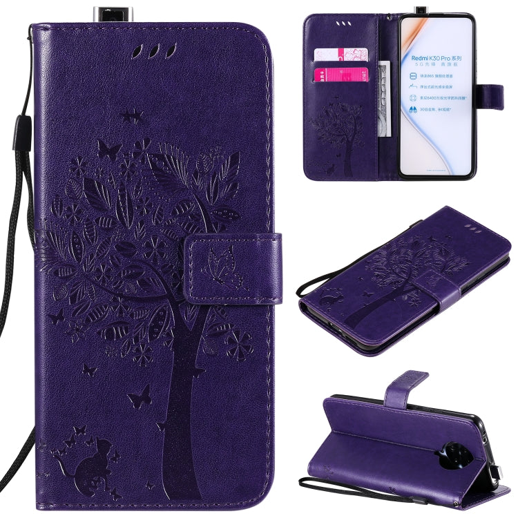 Tree & Cat Embossed Pattern Horizontal Flip Leather Case with Holder & Card Slots & Wallet & Lanyard, For Xiaomi Redmi K30 Pro, For Xiaomi Redmi Note 9 Pro