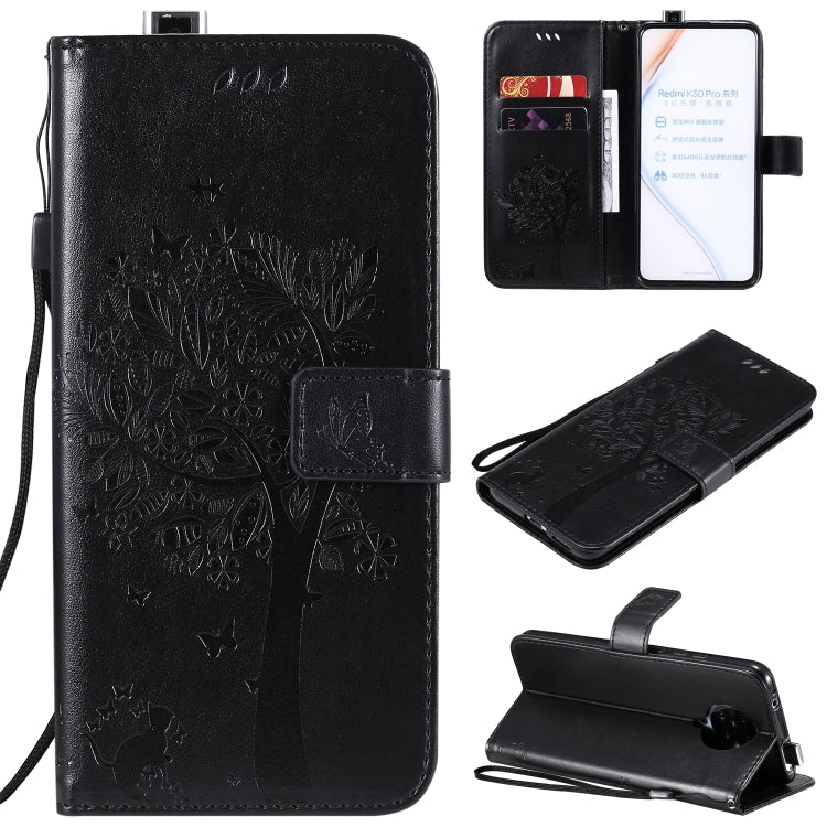 Tree & Cat Embossed Pattern Horizontal Flip Leather Case with Holder & Card Slots & Wallet & Lanyard, For Xiaomi Redmi K30 Pro, For Xiaomi Redmi Note 9 Pro