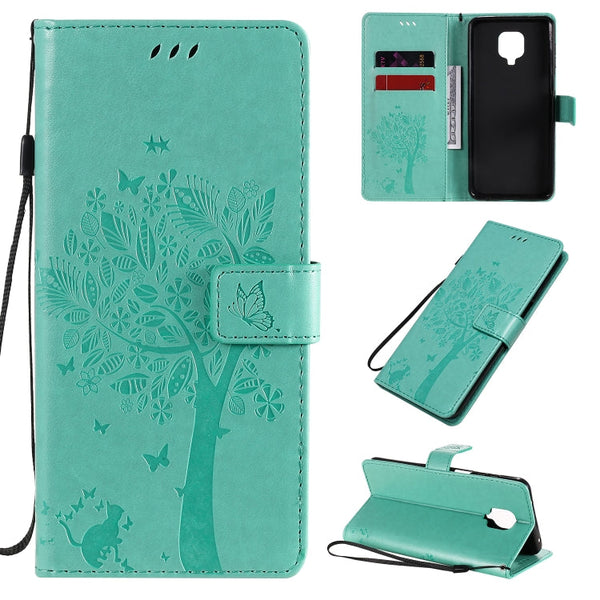 Tree & Cat Embossed Pattern Horizontal Flip Leather Case with Holder & Card Slots & Wallet & Lanyard, For Xiaomi Redmi K30 Pro, For Xiaomi Redmi Note 9 Pro