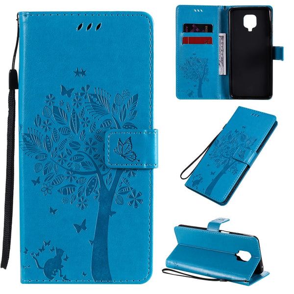Tree & Cat Embossed Pattern Horizontal Flip Leather Case with Holder & Card Slots & Wallet & Lanyard, For Xiaomi Redmi K30 Pro, For Xiaomi Redmi Note 9 Pro