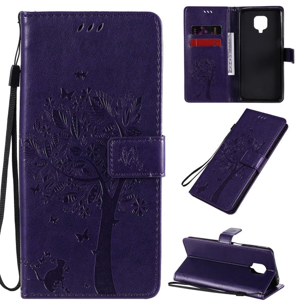 Tree & Cat Embossed Pattern Horizontal Flip Leather Case with Holder & Card Slots & Wallet & Lanyard, For Xiaomi Redmi K30 Pro, For Xiaomi Redmi Note 9 Pro