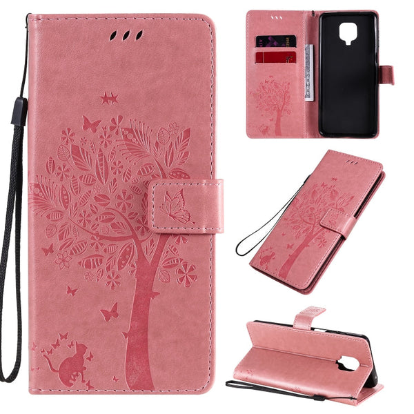 Tree & Cat Embossed Pattern Horizontal Flip Leather Case with Holder & Card Slots & Wallet & Lanyard, For Xiaomi Redmi K30 Pro, For Xiaomi Redmi Note 9 Pro