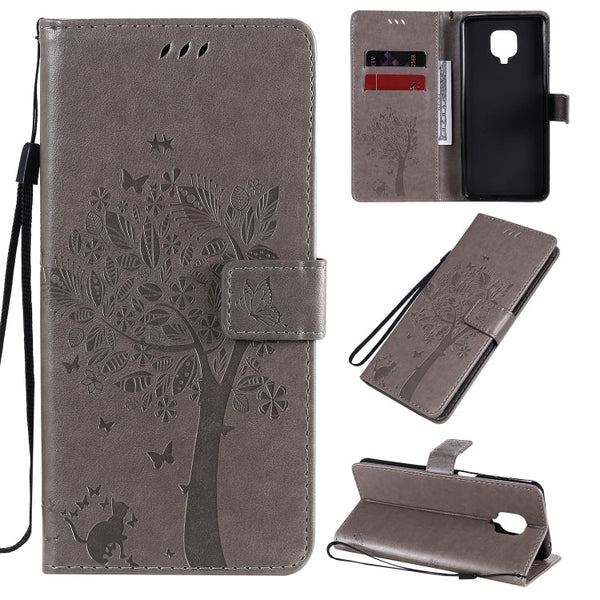 Tree & Cat Embossed Pattern Horizontal Flip Leather Case with Holder & Card Slots & Wallet & Lanyard, For Xiaomi Redmi K30 Pro, For Xiaomi Redmi Note 9 Pro