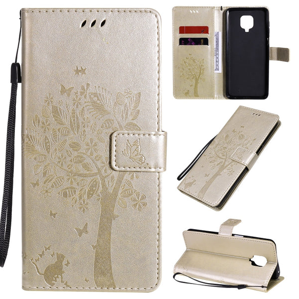 Tree & Cat Embossed Pattern Horizontal Flip Leather Case with Holder & Card Slots & Wallet & Lanyard, For Xiaomi Redmi K30 Pro, For Xiaomi Redmi Note 9 Pro