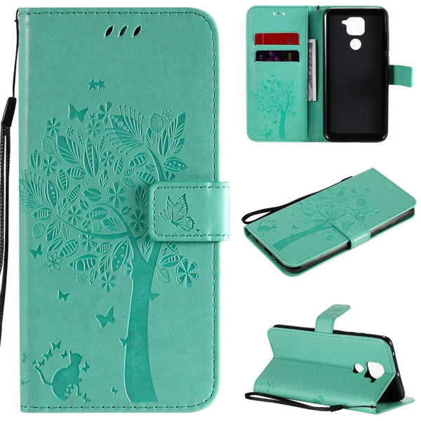 Tree & Cat Embossed Pattern Horizontal Flip Leather Case with Holder & Card Slots & Wallet & Lanyard, For Xiaomi Redmi Note 9, For Huawei Nova 7 Pro