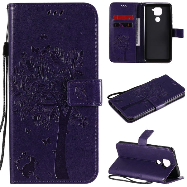 Tree & Cat Embossed Pattern Horizontal Flip Leather Case with Holder & Card Slots & Wallet & Lanyard, For Xiaomi Redmi Note 9, For Huawei Nova 7 Pro